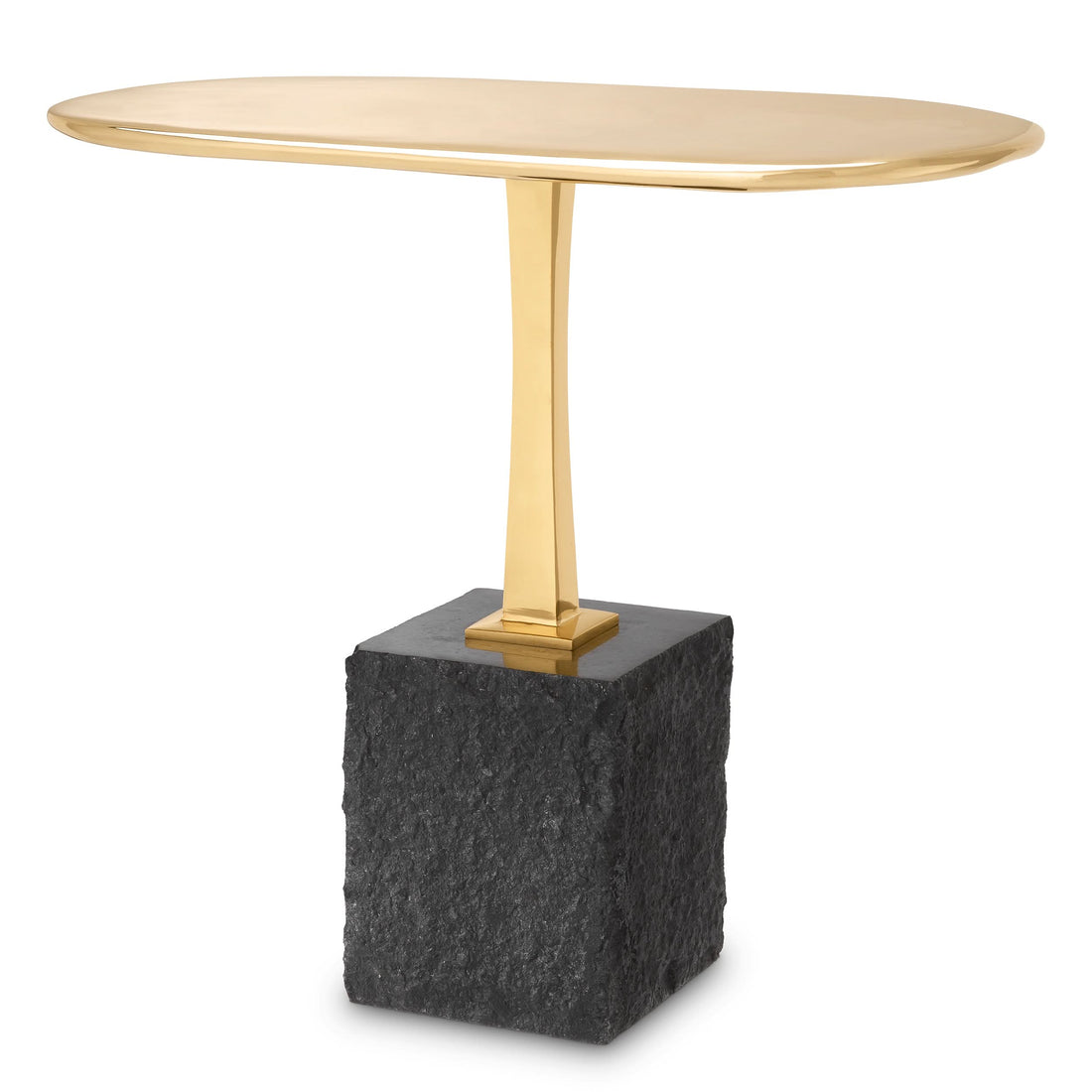 Eichholtz Beistelltisch Kayan L – Schwarzer Granit | Poliertes Messing | Oval Beistelltisch oval Eichholtz
