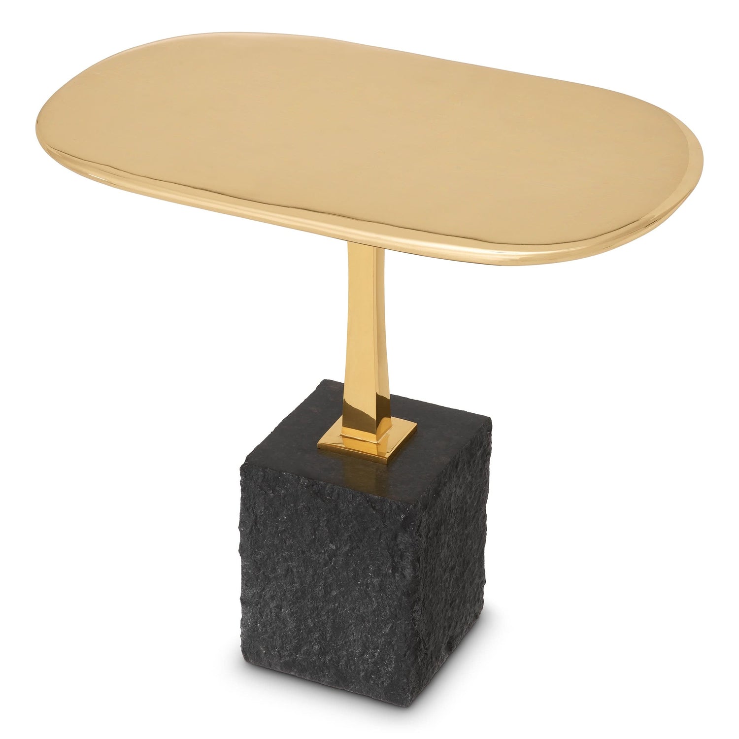 Eichholtz Beistelltisch Kayan L – Schwarzer Granit | Poliertes Messing | Oval Beistelltisch oval Eichholtz