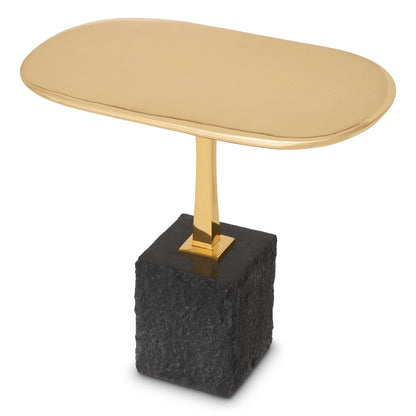 Eichholtz Beistelltisch Kayan L – Schwarzer Granit | Poliertes Messing | Oval Beistelltisch oval Eichholtz