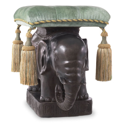 Eichholtz Hocker Elephant – Bronze | Samt in Türkis Polsterhocker Eichholtz
