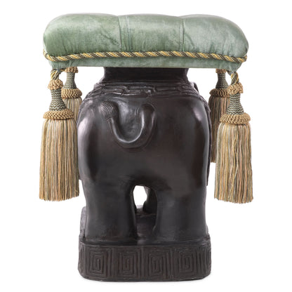 Eichholtz Hocker Elephant – Bronze | Samt in Türkis Polsterhocker Eichholtz
