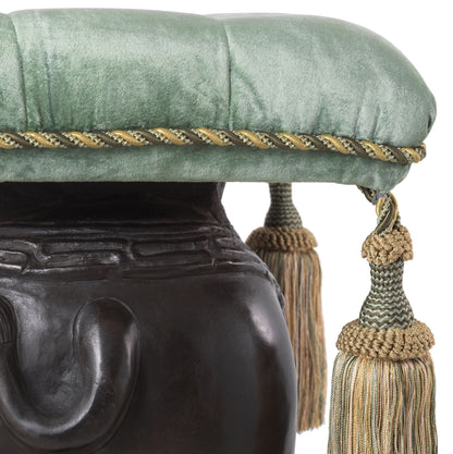Eichholtz Hocker Elephant – Bronze | Samt in Türkis Polsterhocker Eichholtz