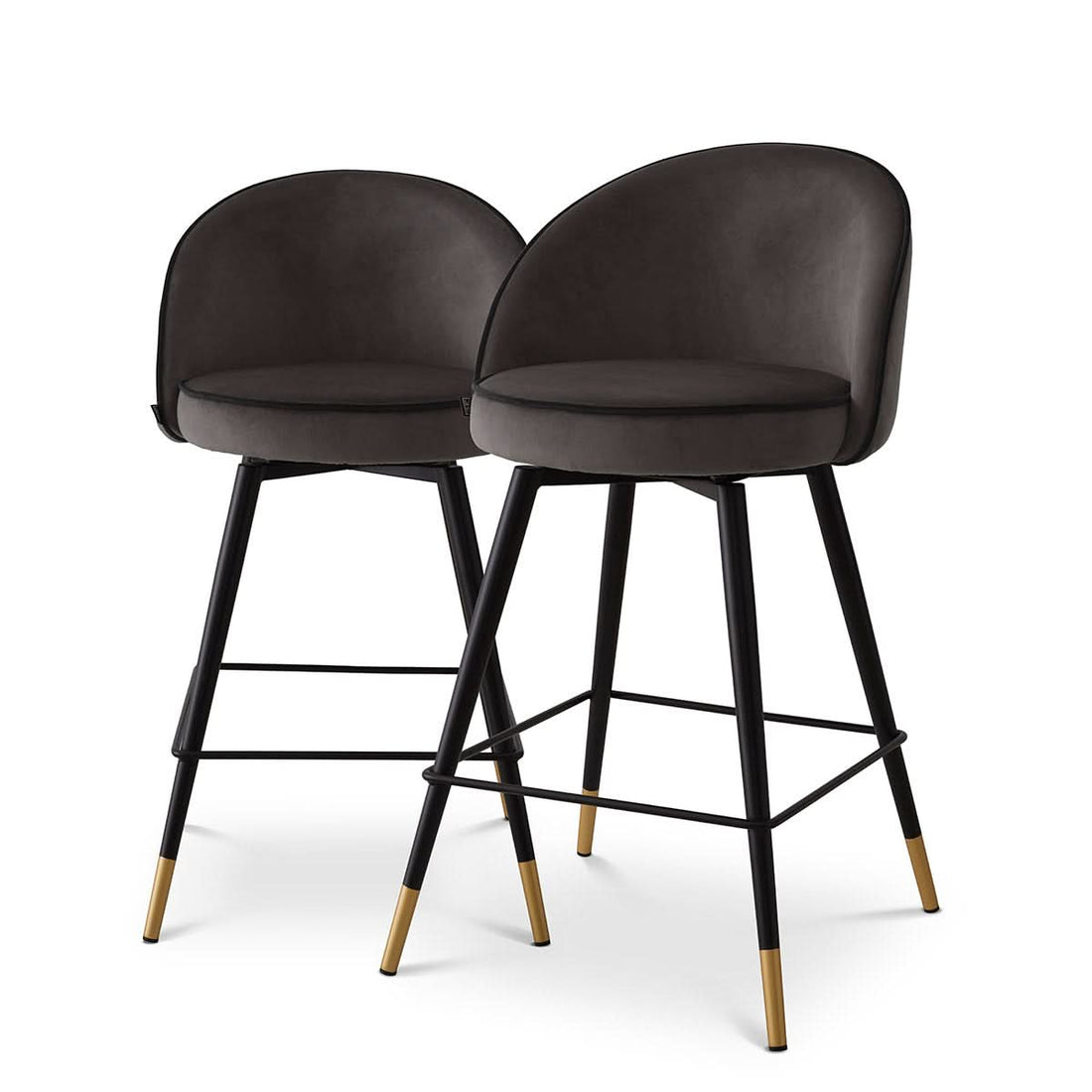 Eichholtz Tresenhocker Cooper – Roche dark grey velvet  (2er-Set)