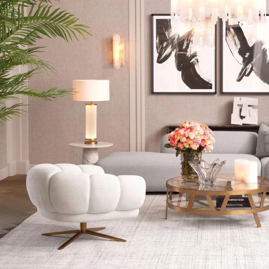 Eichholtz Drehsessel Sunset – Lyssa Off-White Drehsessel Eichholtz