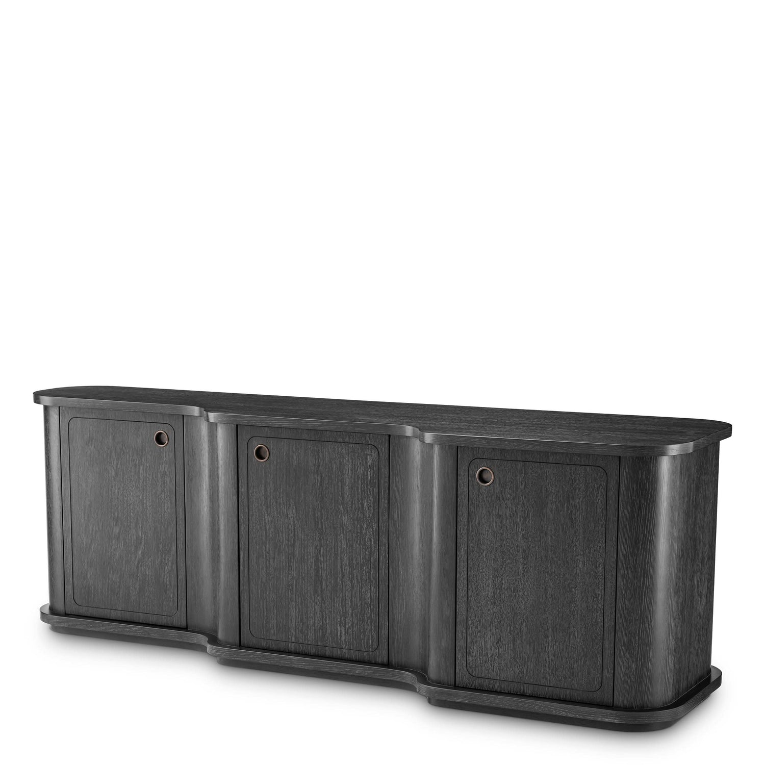 Eichholtz Kommode Caprioli – Eichenfurnier Anthrazitgrau mit Bronzeakzenten Sideboard Eichholtz