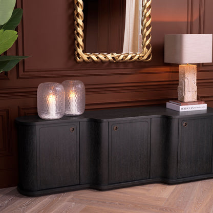 Eichholtz Kommode Caprioli – Eichenfurnier Anthrazitgrau mit Bronzeakzenten Sideboard Eichholtz