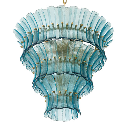 Eichholtz Kronleuchter Toscano – Antik-Messing-Finish | Blaues Glas Kronleuchter Eichholtz