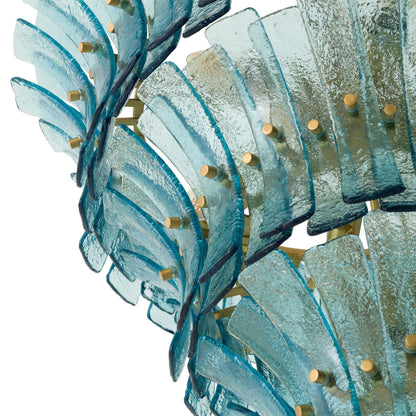 Eichholtz Kronleuchter Toscano – Antik-Messing-Finish | Blaues Glas Kronleuchter Eichholtz