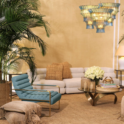 Eichholtz Sessel Olsen – Gebürstetes Messing-Finish | Scalea Blau Polstersessel Eichholtz