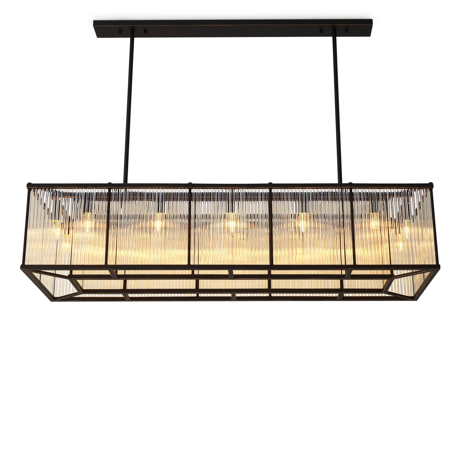 Eichholtz Kronleuchter Bernardi Rectangular – Bronze-Highlight-Finish | Vintage-Glas Kronleuchter Eichholtz