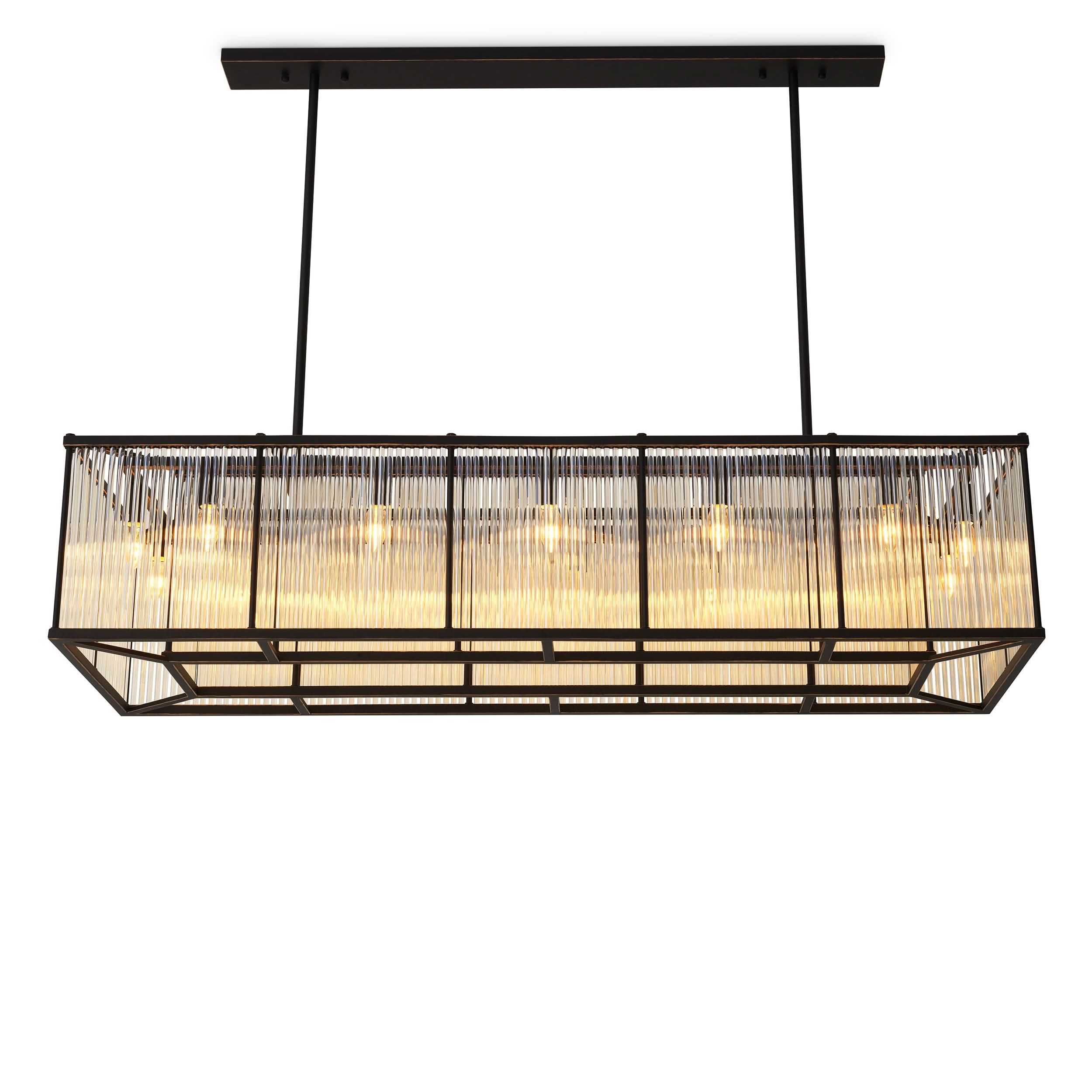 Eichholtz Kronleuchter Bernardi Rectangular – Bronze-Highlight-Finish | Vintage-Glas Kronleuchter Eichholtz