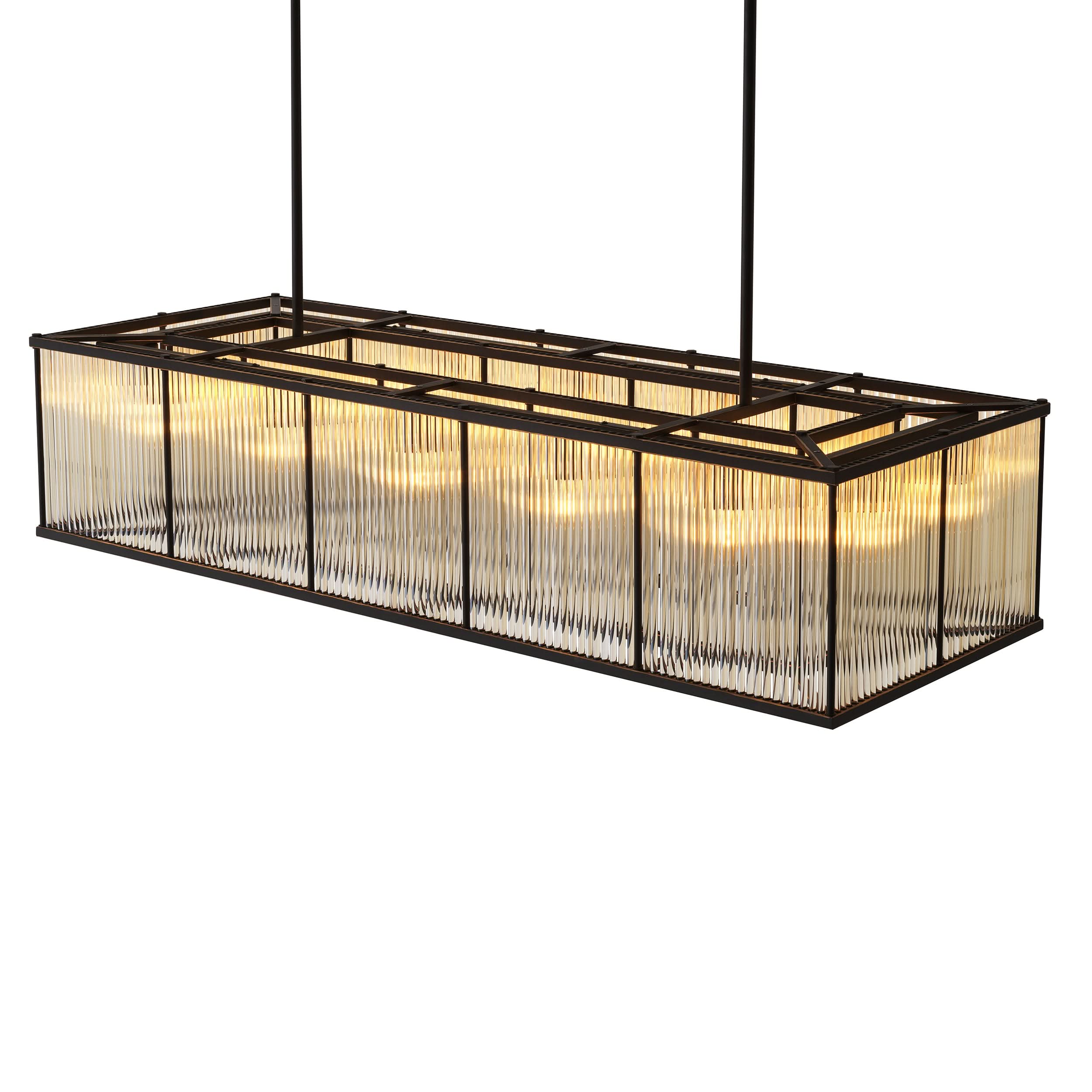 Eichholtz Kronleuchter Bernardi Rectangular – Bronze-Highlight-Finish | Vintage-Glas Kronleuchter Eichholtz