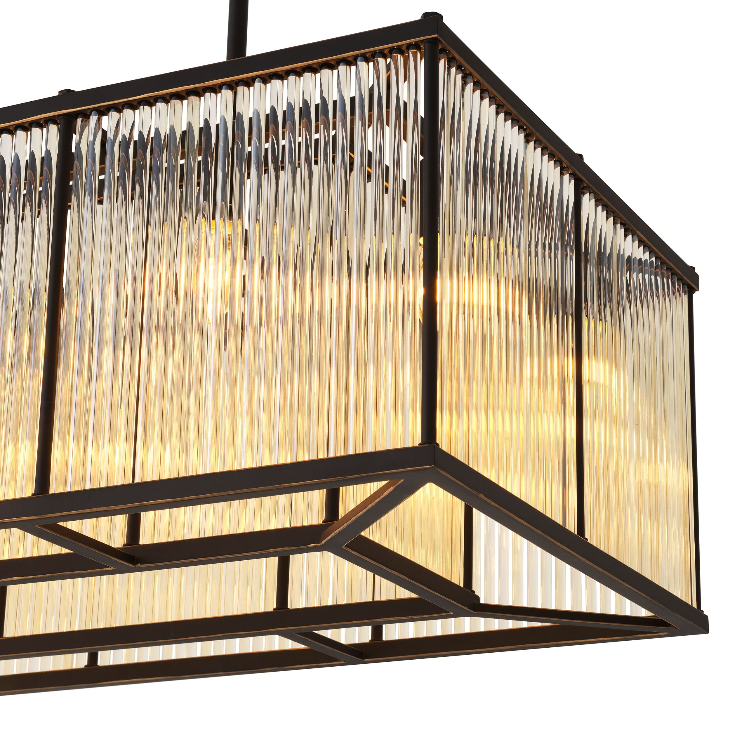 Eichholtz Kronleuchter Bernardi Rectangular – Bronze-Highlight-Finish | Vintage-Glas Kronleuchter Eichholtz