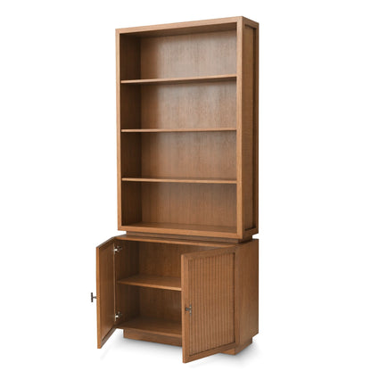 Eichholtz Kabinett Borchard - Caramel Oak Veneer | Woven Rattan | Bronze Finish Offenes Regal Eichholtz