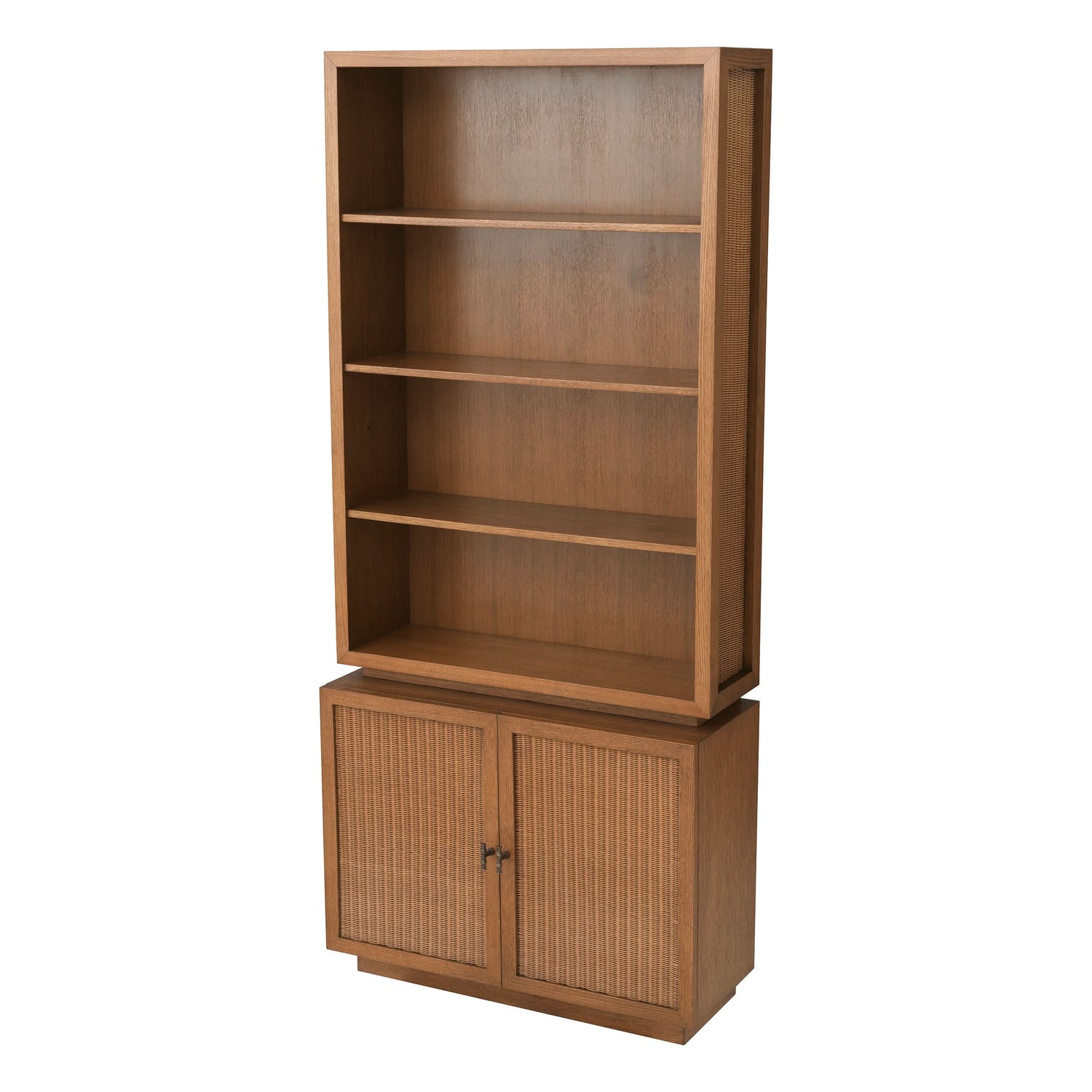 Eichholtz Kabinett Borchard - Caramel Oak Veneer | Woven Rattan | Bronze Finish Offenes Regal Eichholtz
