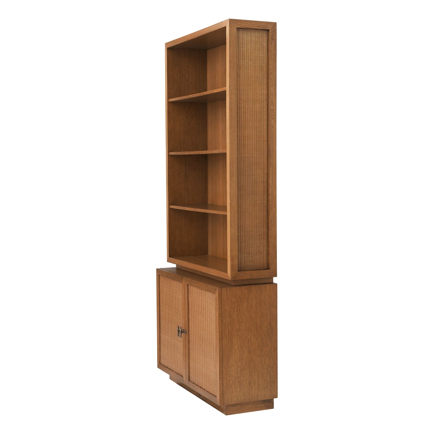 Eichholtz Kabinett Borchard - Caramel Oak Veneer | Woven Rattan | Bronze Finish Offenes Regal Eichholtz