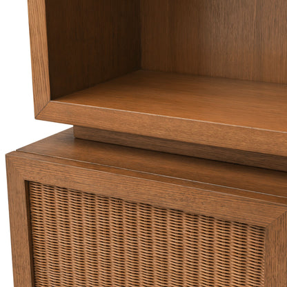 Eichholtz Kabinett Borchard - Caramel Oak Veneer | Woven Rattan | Bronze Finish Offenes Regal Eichholtz