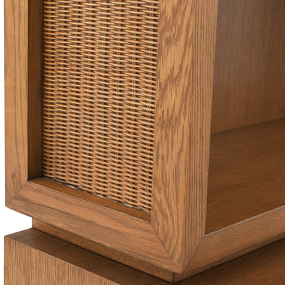 Eichholtz Kabinett Borchard - Caramel Oak Veneer | Woven Rattan | Bronze Finish Offenes Regal Eichholtz