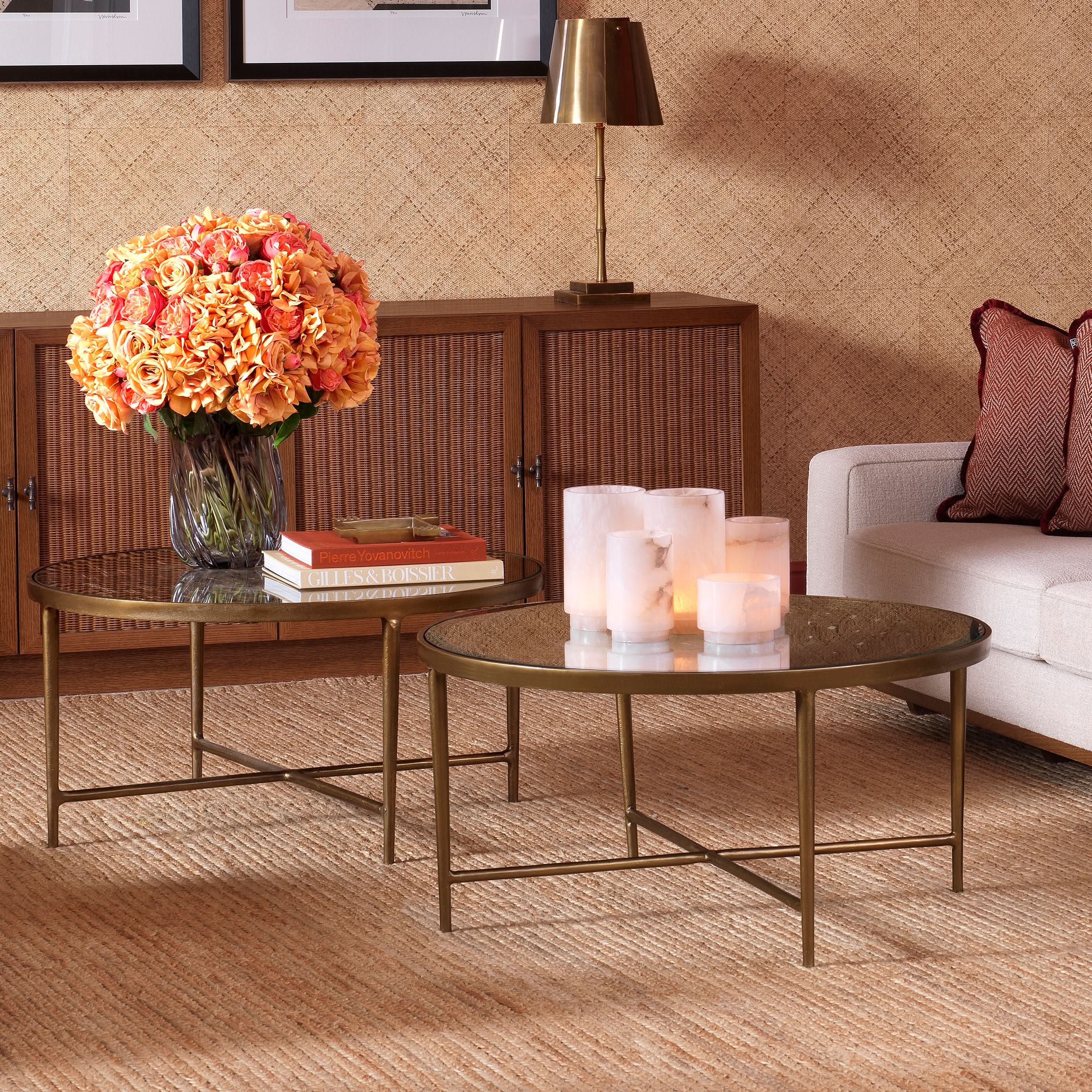 Eichholtz Anrichte Borchard - Caramel Oak Veneer | Woven Rattan | Bronze Finish Sideboard Eichholtz