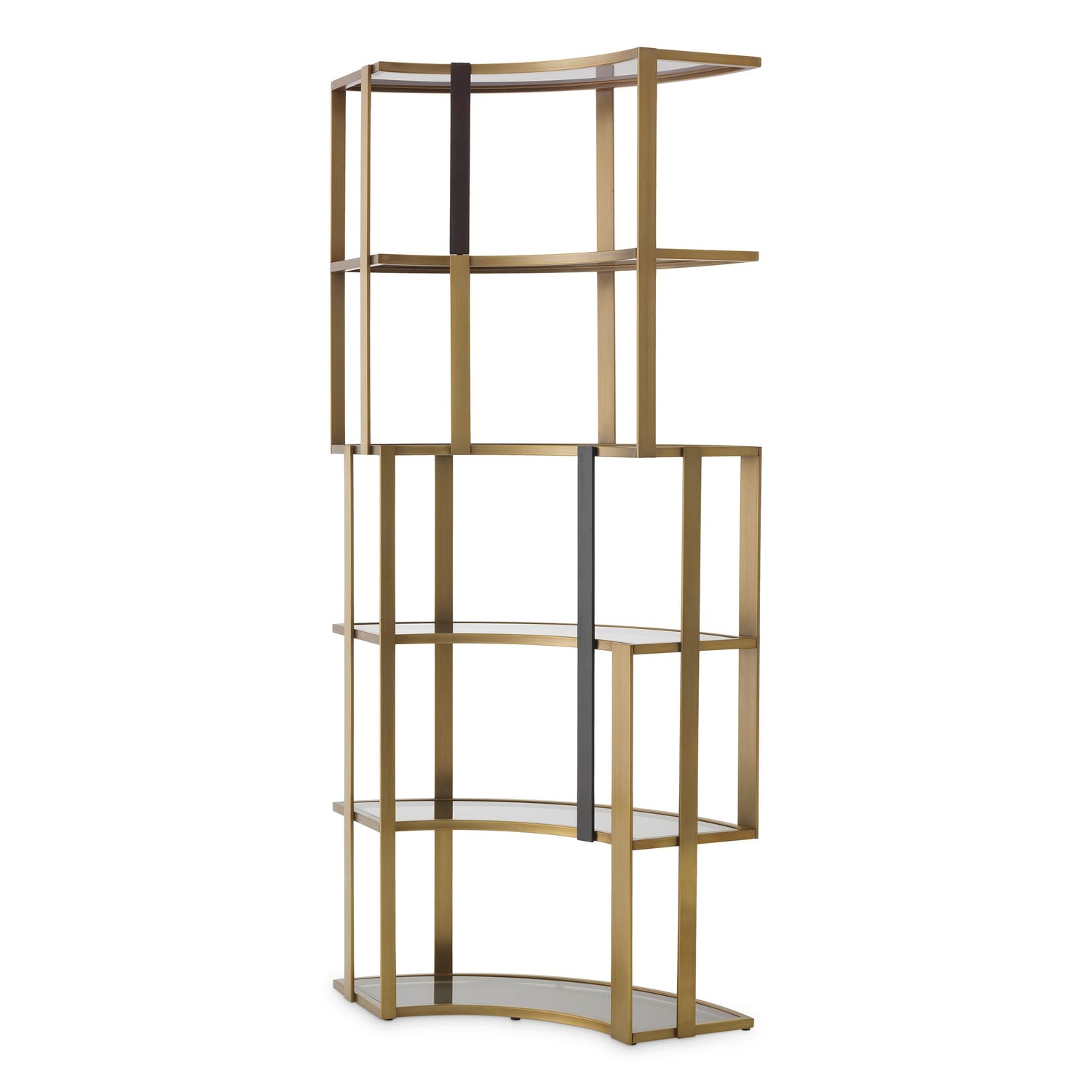 Eichholtz – Kabinett Clio Corner (Brushed Brass | Smoke Glass) Offenes Regal Eichholtz