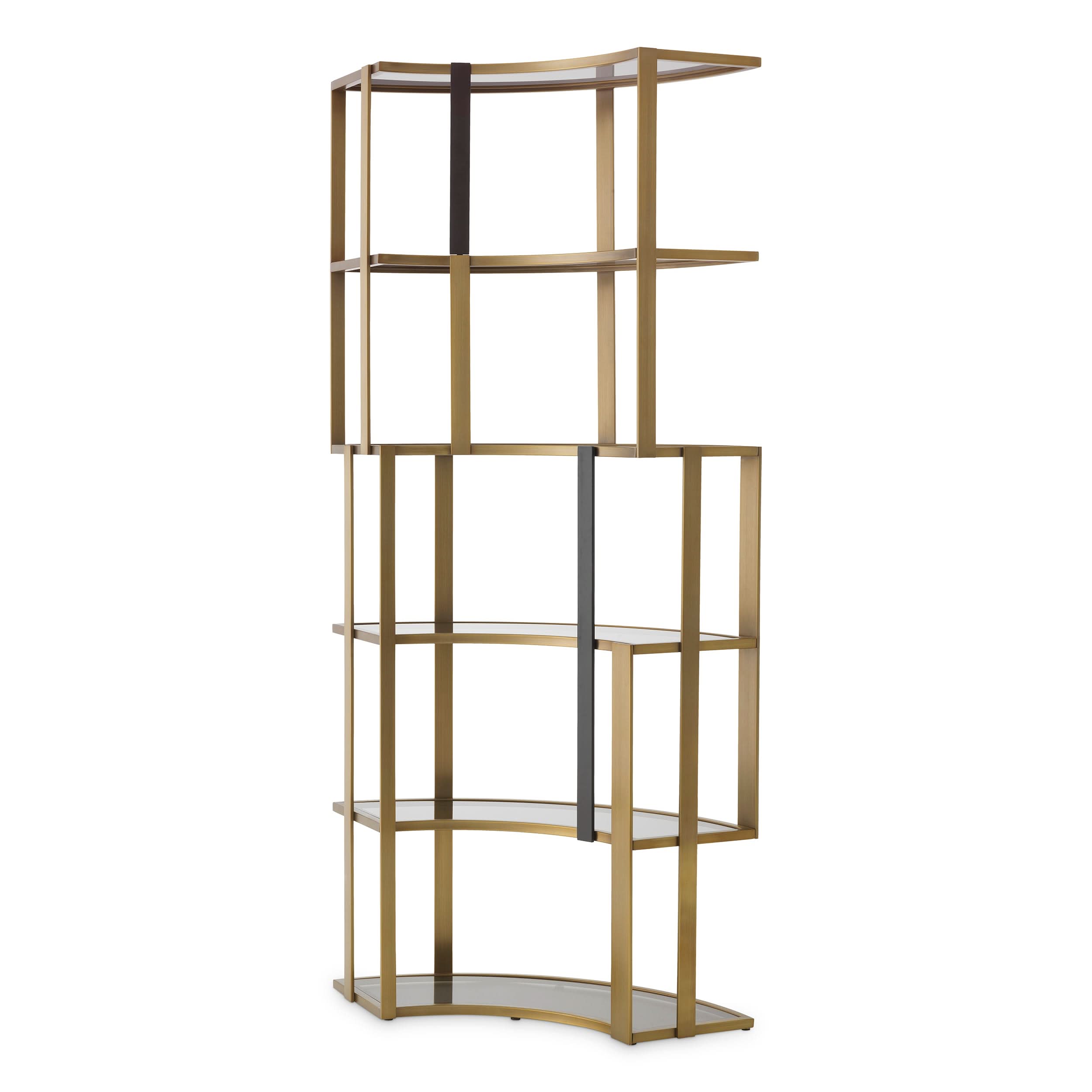 Eichholtz – Kabinett Clio Corner (Brushed Brass | Smoke Glass) Offenes Regal Eichholtz