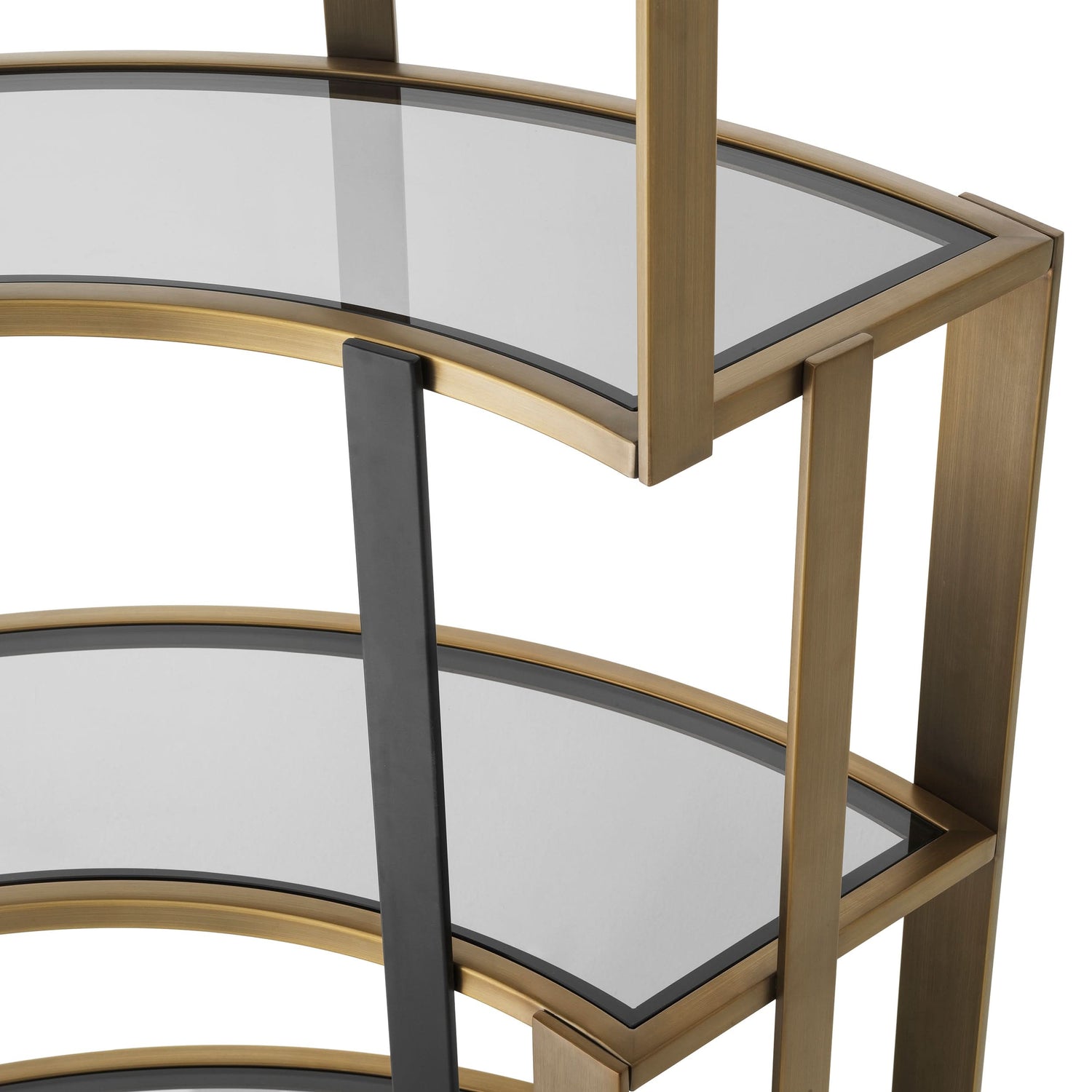 Eichholtz – Kabinett Clio Corner (Brushed Brass | Smoke Glass) Offenes Regal Eichholtz