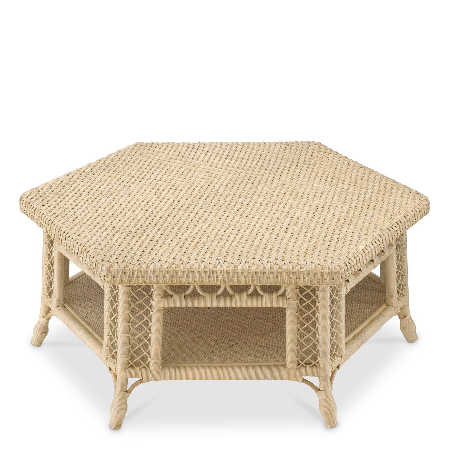 Eichholtz Couchtisch Saba Hexagon – Natur-Rattan Couchtisch rund Eichholtz