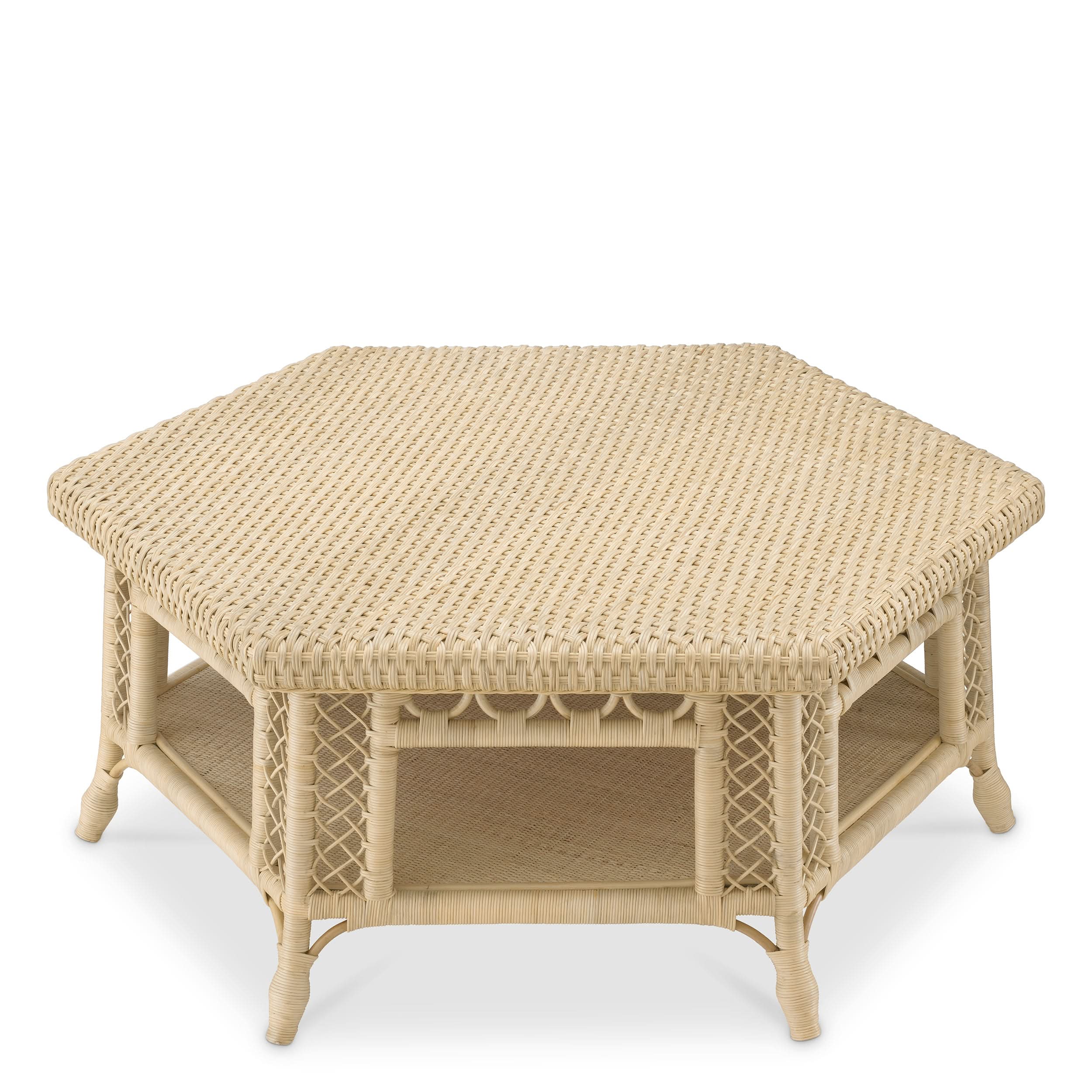 Eichholtz Couchtisch Saba Hexagon – Natur-Rattan Couchtisch rund Eichholtz