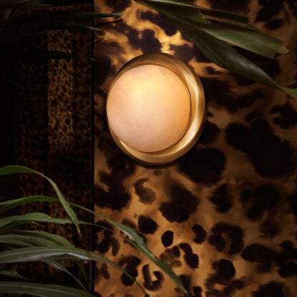 Eichholtz Wandleuchte Vigo – Antik-Messing-Finish | Alabaster Wandlampe Eichholtz