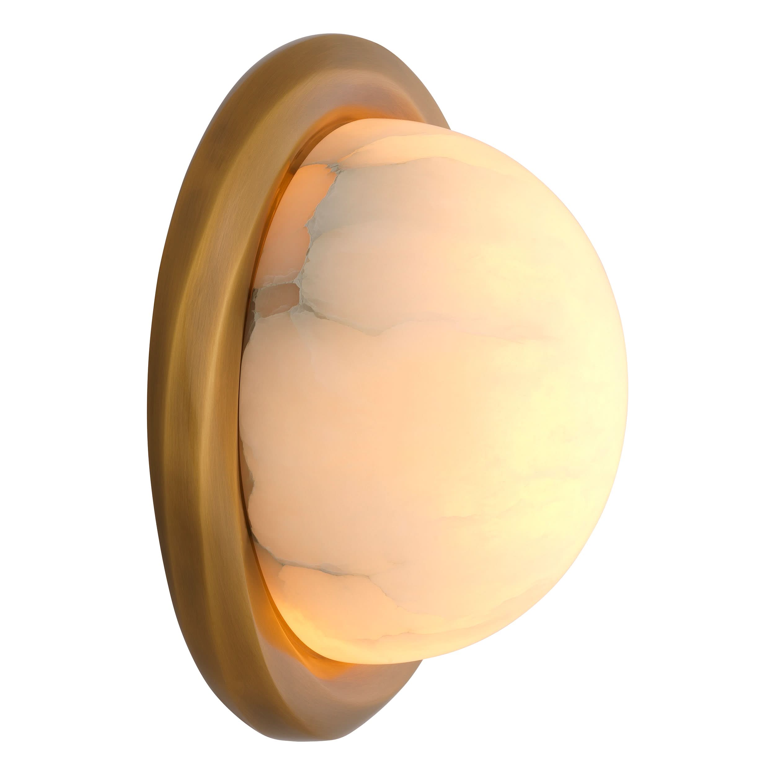 Eichholtz Wandleuchte Vigo – Antik-Messing-Finish | Alabaster Wandlampe Eichholtz