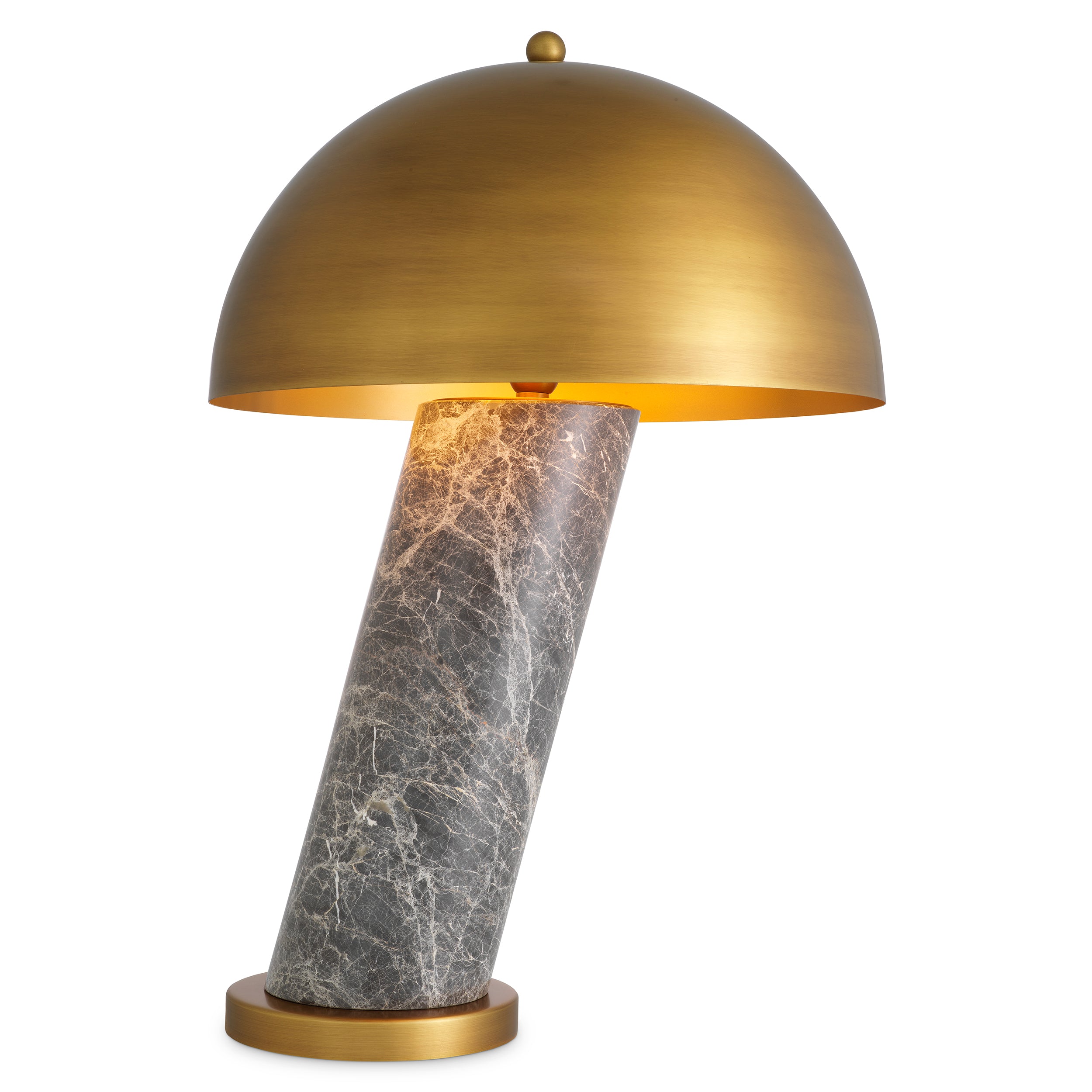 Eichholtz Tischleuchte Daniel | Grauer Marmor | Antik-Messing-Finish Tischlampe Eichholtz
