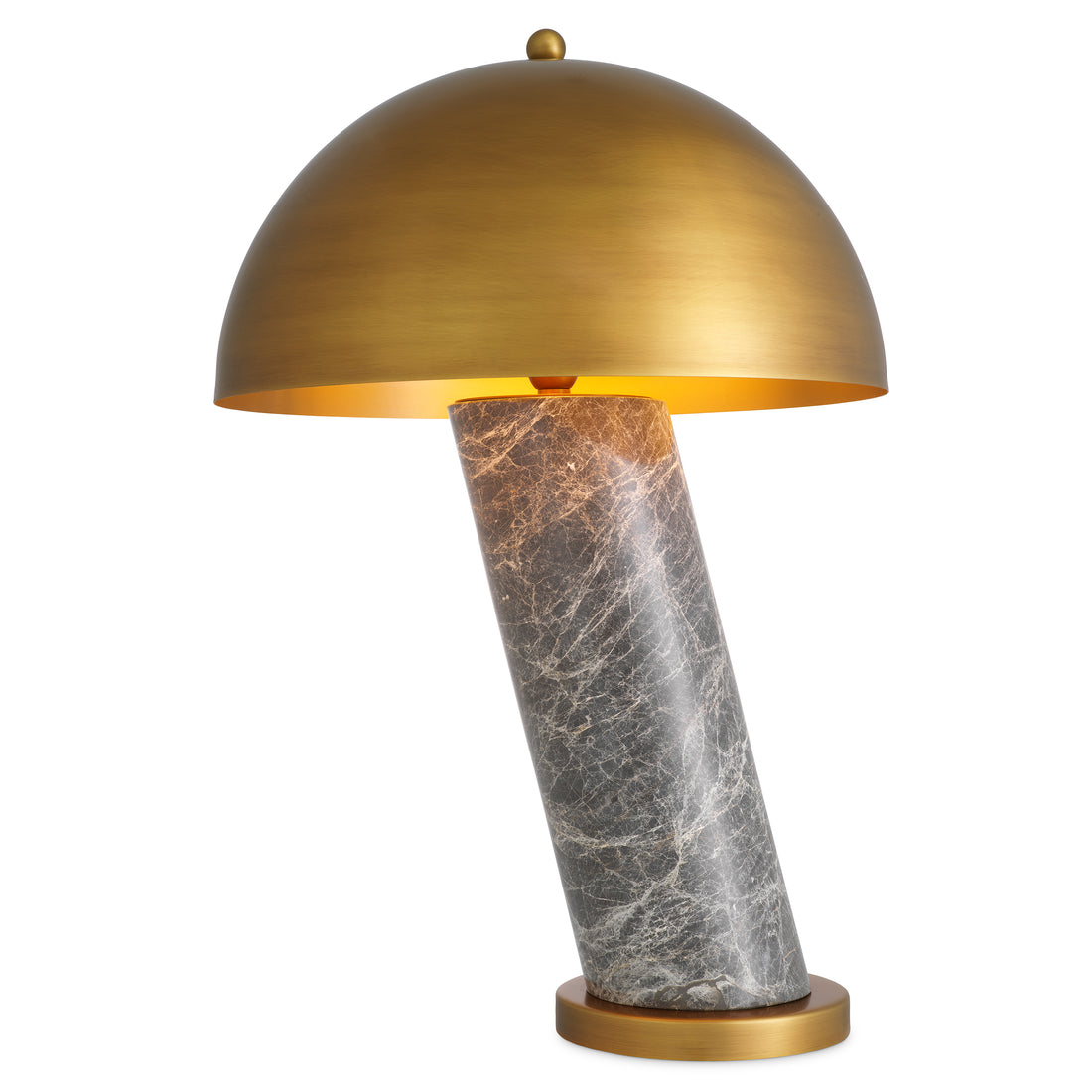 Eichholtz Tischleuchte Daniel | Grauer Marmor | Antik-Messing-Finish Tischlampe Eichholtz
