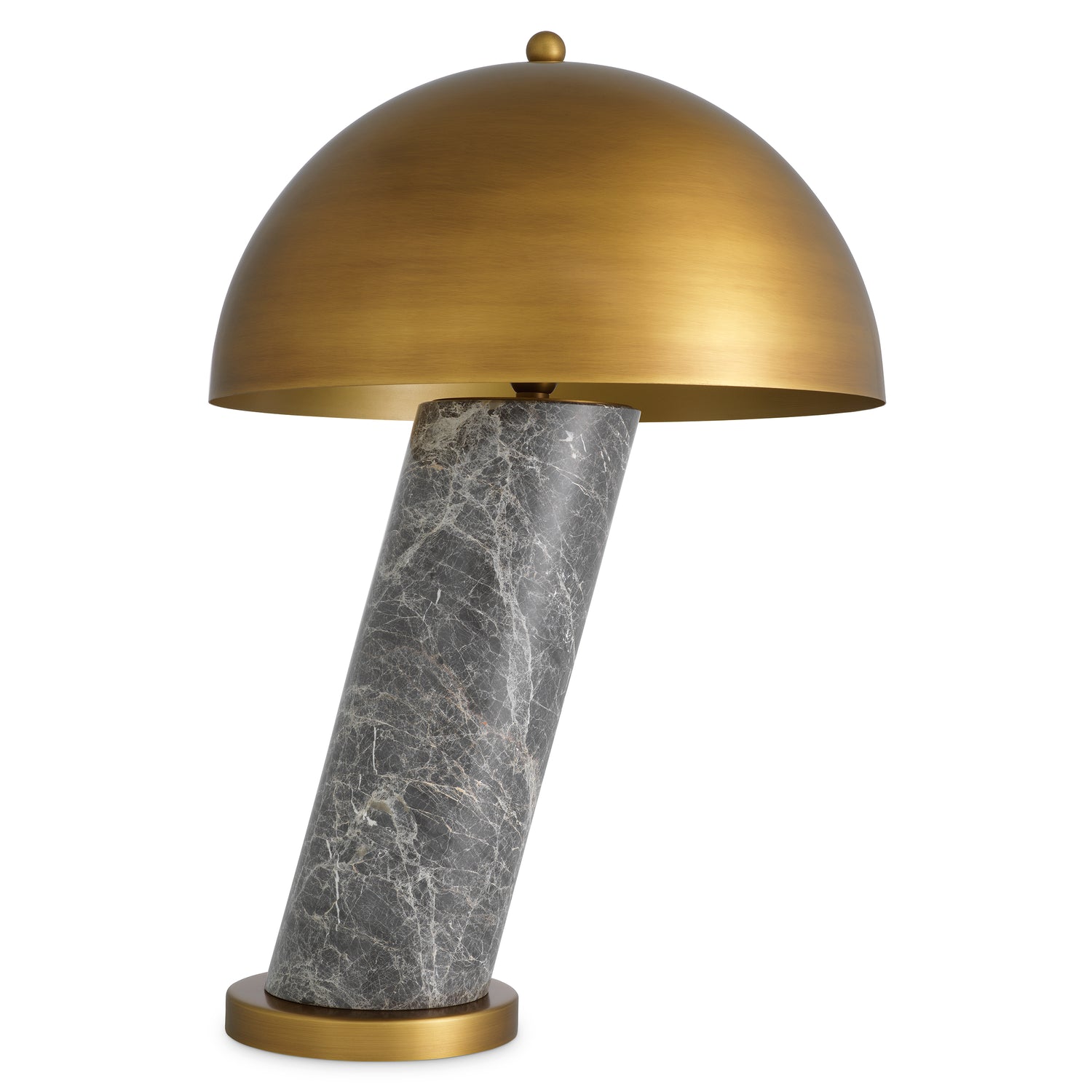 Eichholtz Tischleuchte Daniel | Grauer Marmor | Antik-Messing-Finish Tischlampe Eichholtz