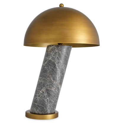 Eichholtz Tischleuchte Daniel | Grauer Marmor | Antik-Messing-Finish Tischlampe Eichholtz