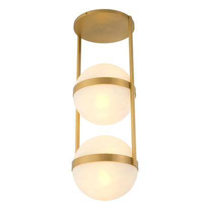 Eichholtz Deckenleuchte Dover – Antikmessing-Finish | Weißes Glas Deckenlampe Eichholtz