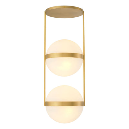 Eichholtz Deckenleuchte Dover – Antikmessing-Finish | Weißes Glas Deckenlampe Eichholtz