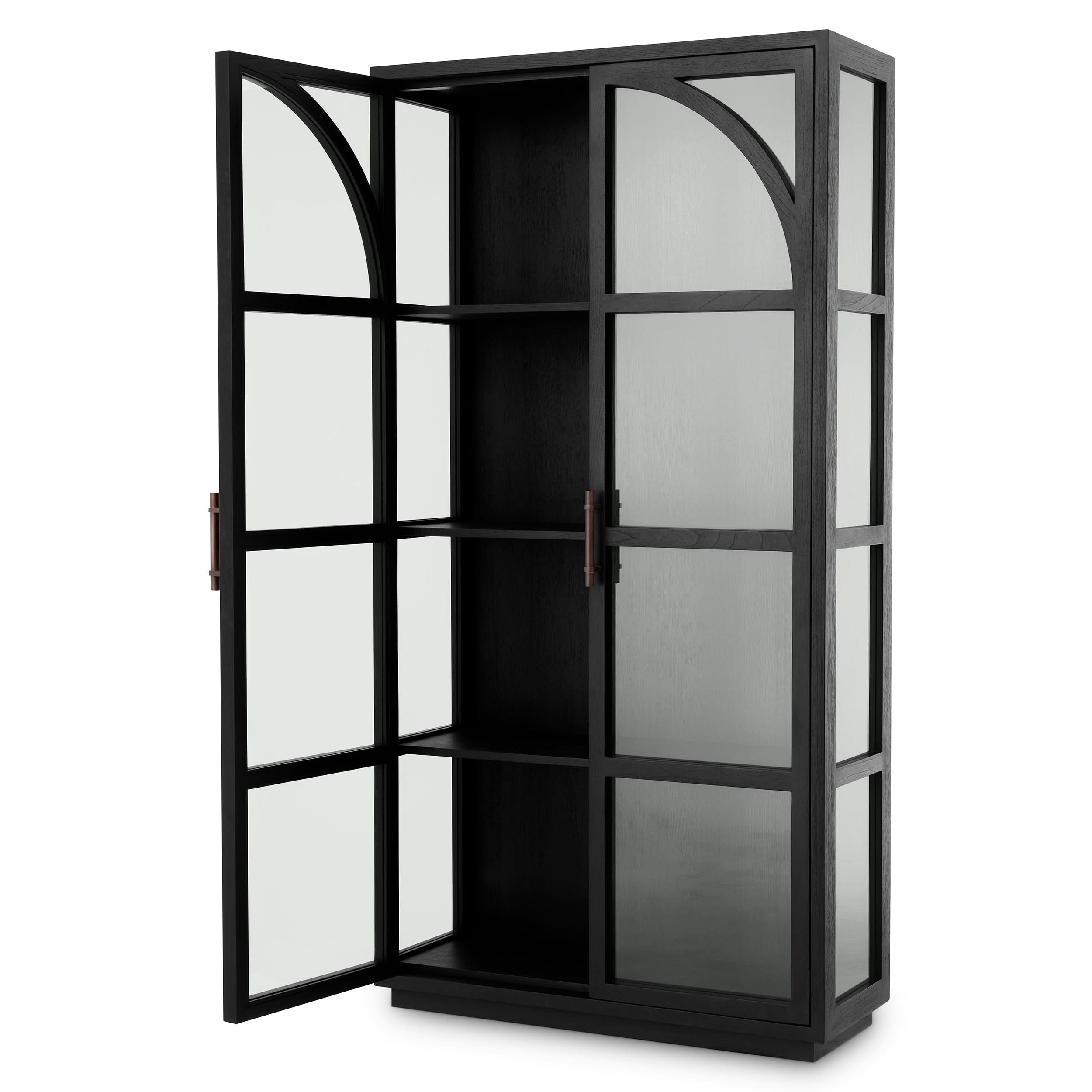 Eichholtz Kabinett San Bernardino - Classic Black Finish | Klarglas | Bronze Finish Vitrinenschrank Eichholtz