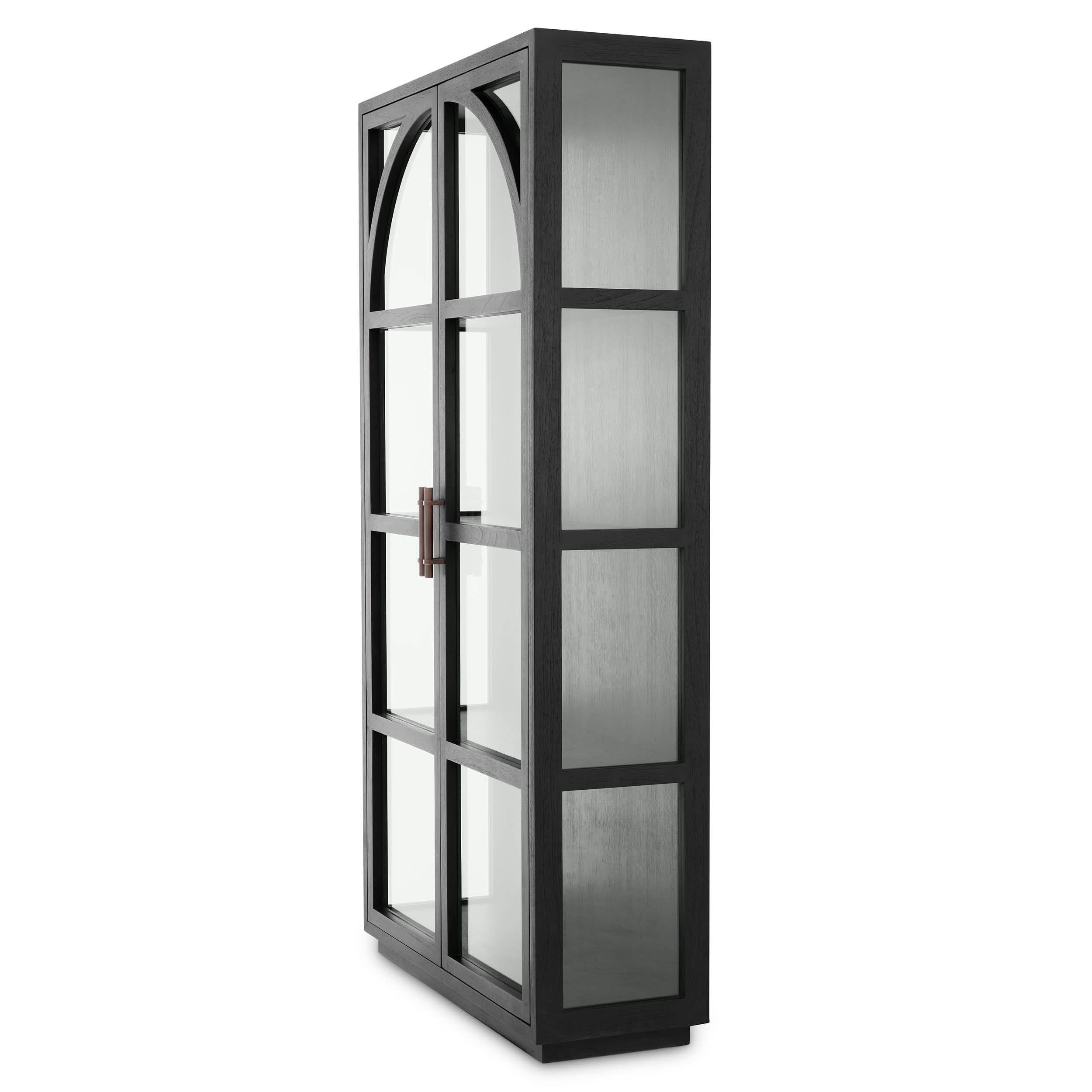 Eichholtz Kabinett San Bernardino - Classic Black Finish | Klarglas | Bronze Finish Vitrinenschrank Eichholtz