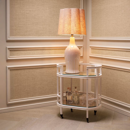 Eichholtz Servierwagen Bahamas – Weiß mit Naturgeflecht und Glas Servierwagen Eichholtz