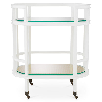 Eichholtz Servierwagen Bahamas – Weiß mit Naturgeflecht und Glas Servierwagen Eichholtz