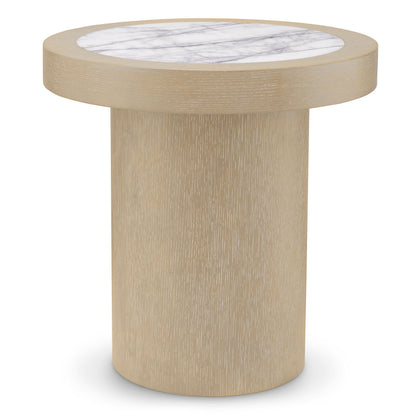 Eichholtz Beistelltisch Presedio – Washed Oak Furnier | Bianco Lilac Marmor Beistelltisch rund Eichholtz
