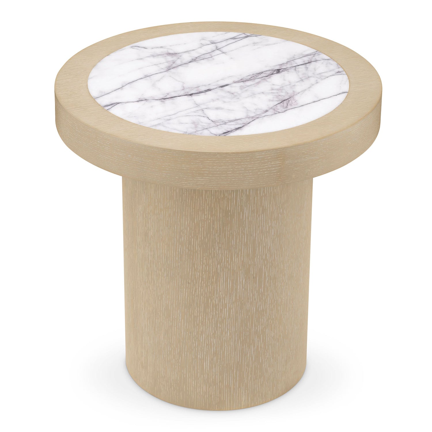 Eichholtz Beistelltisch Presedio – Washed Oak Furnier | Bianco Lilac Marmor Beistelltisch rund Eichholtz