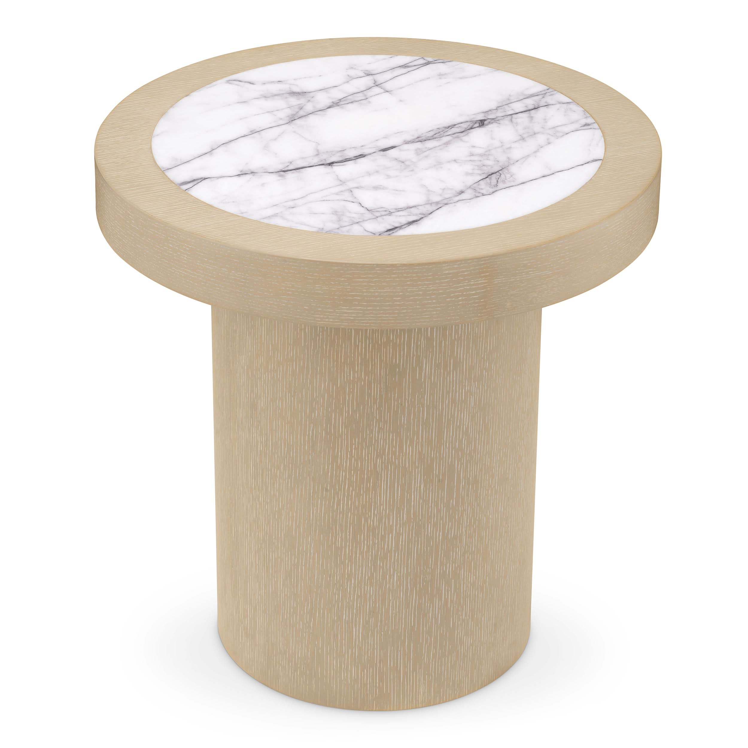 Eichholtz Beistelltisch Presedio – Washed Oak Furnier | Bianco Lilac Marmor Beistelltisch rund Eichholtz