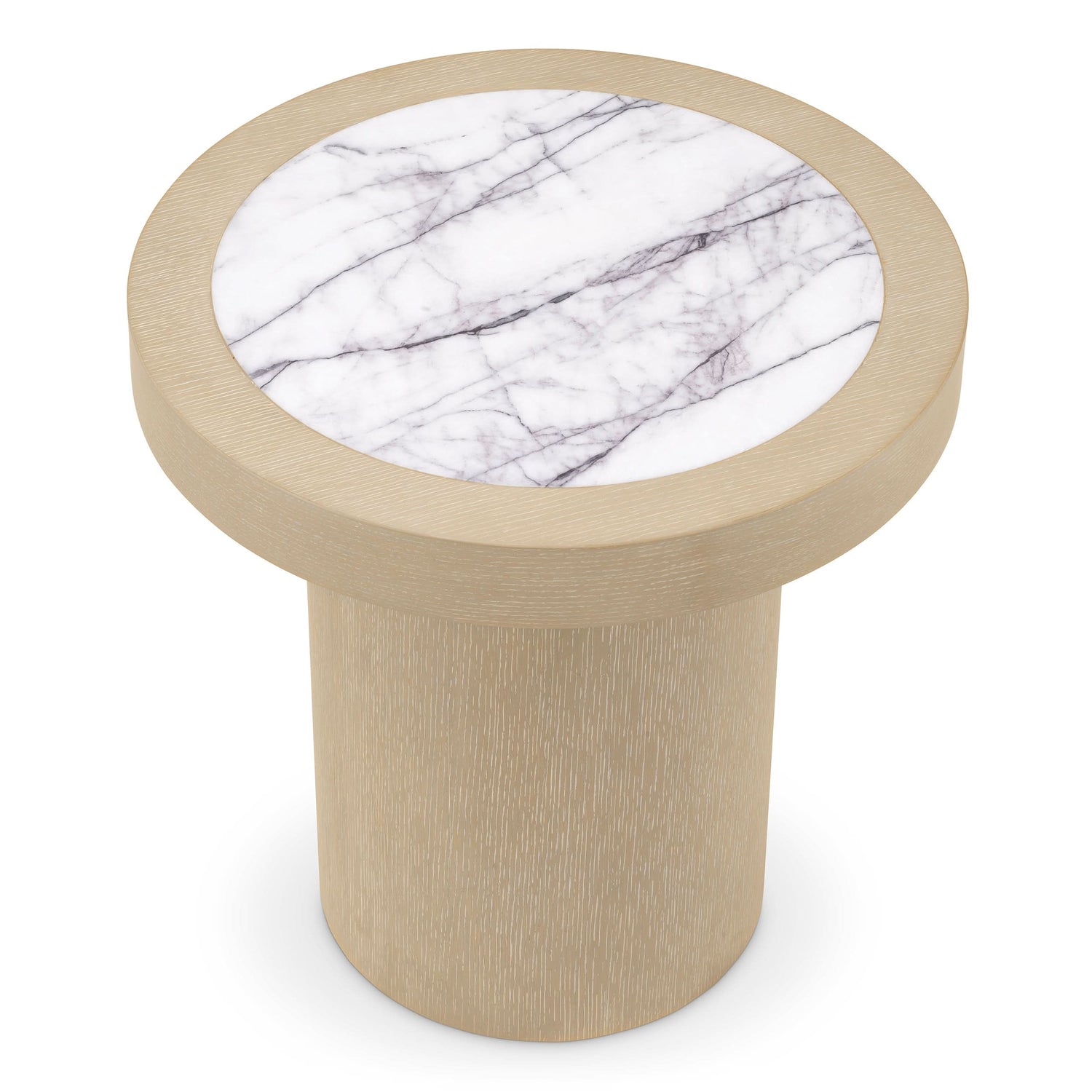 Eichholtz Beistelltisch Presedio – Washed Oak Furnier | Bianco Lilac Marmor Beistelltisch rund Eichholtz