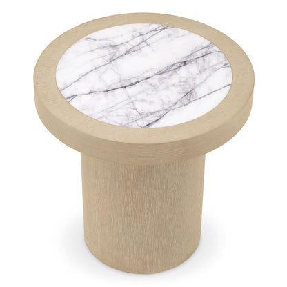 Eichholtz Beistelltisch Presedio – Washed Oak Furnier | Bianco Lilac Marmor Beistelltisch rund Eichholtz
