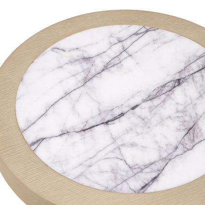 Eichholtz Beistelltisch Presedio – Washed Oak Furnier | Bianco Lilac Marmor Beistelltisch rund Eichholtz