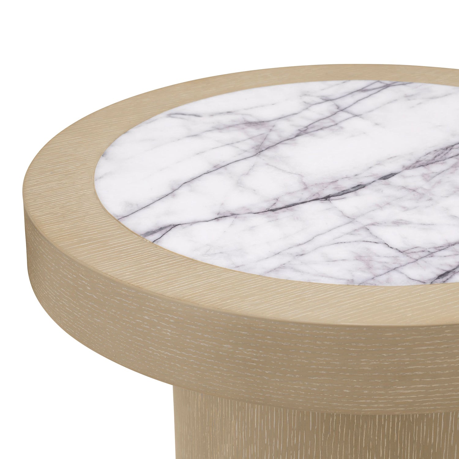 Eichholtz Beistelltisch Presedio – Washed Oak Furnier | Bianco Lilac Marmor Beistelltisch rund Eichholtz