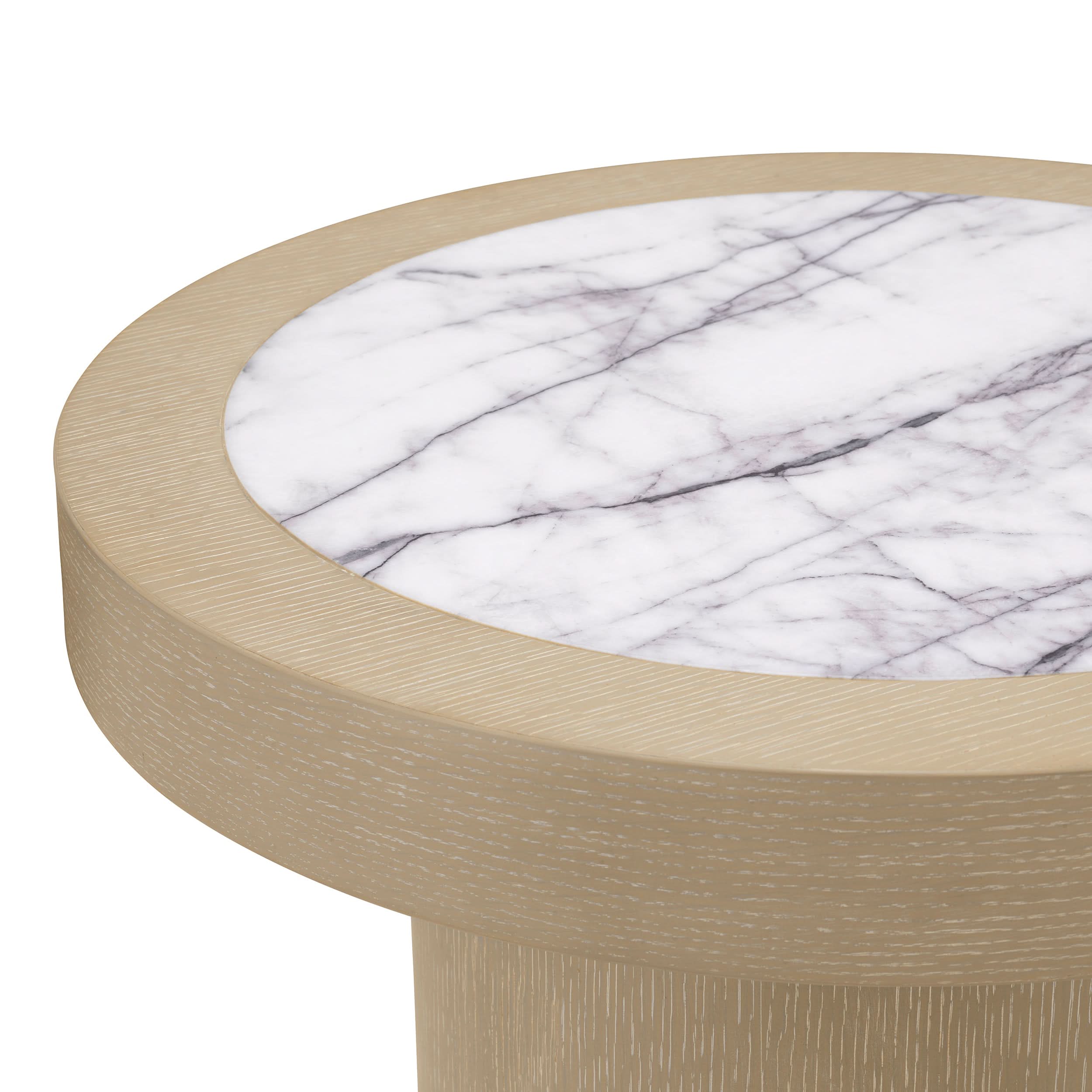 Eichholtz Beistelltisch Presedio – Washed Oak Furnier | Bianco Lilac Marmor Beistelltisch rund Eichholtz