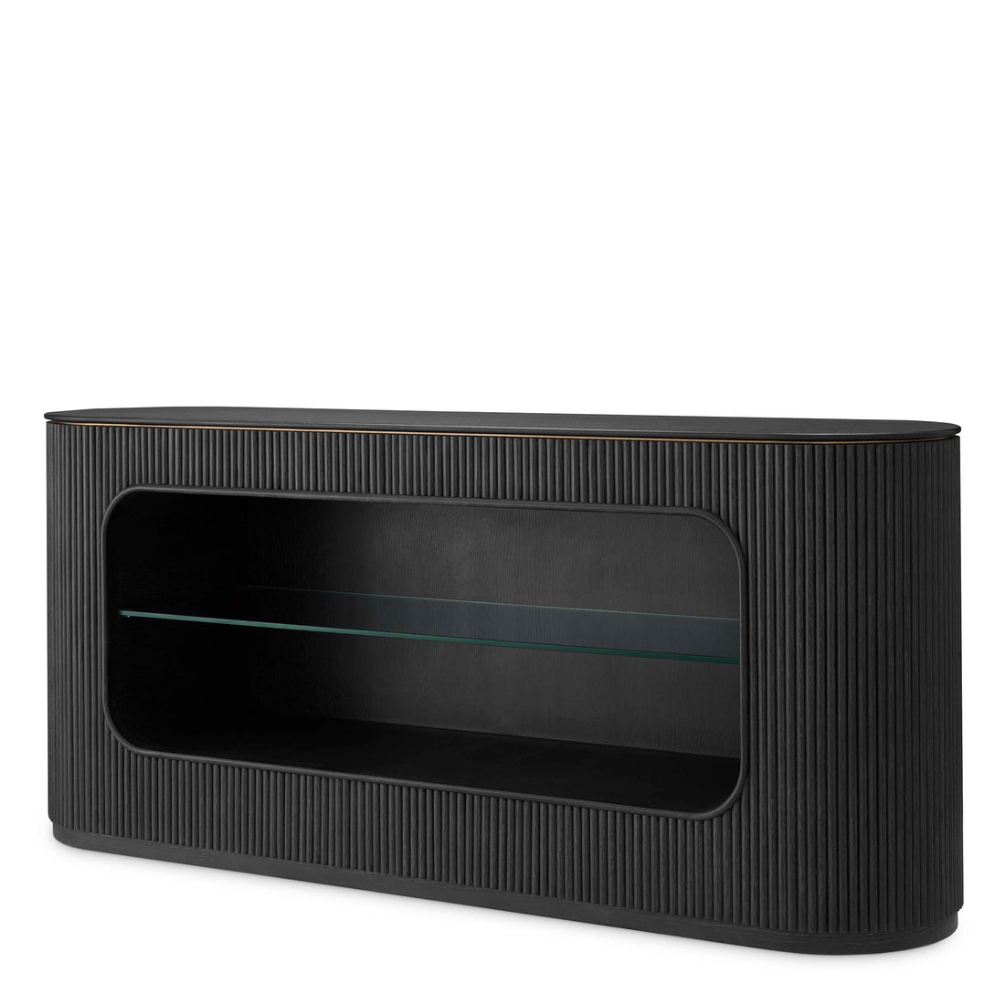 Eichholtz Kommode Bogota – Eichenfurnier Anthrazitgrau | Gerippte Front Sideboard Eichholtz