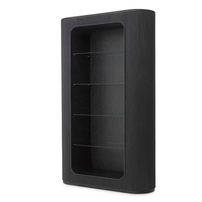 Eichholtz Schrank Bogota – Eichenfurnier Anthrazitgrau | Gerippte Front Offenes Regal Eichholtz